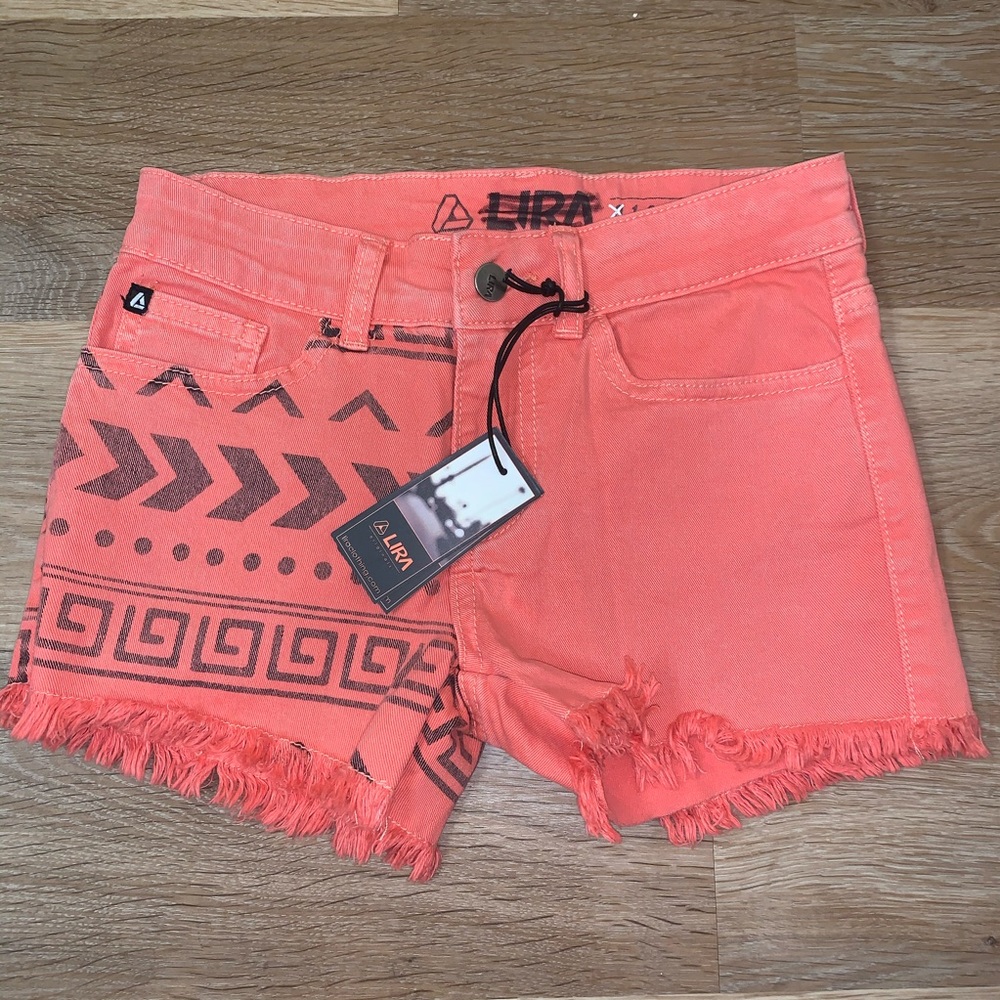 LIRA Printed Festival Denim Cut Off Shorts
